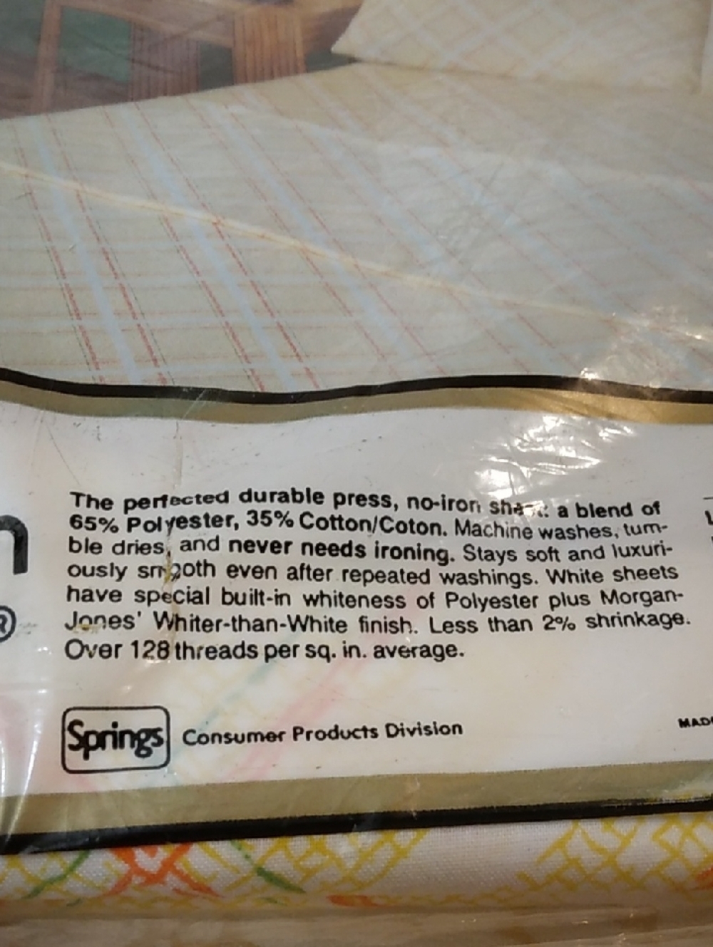 Vintage Morgan Jones No-Iron Luxury Muslin Twin Flat Sheet Yellow & Orange Plaid - Picture 8 of 8